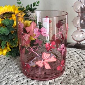 Cupcakes & Cashmere PINK BOWS Glass Vase Home Decor